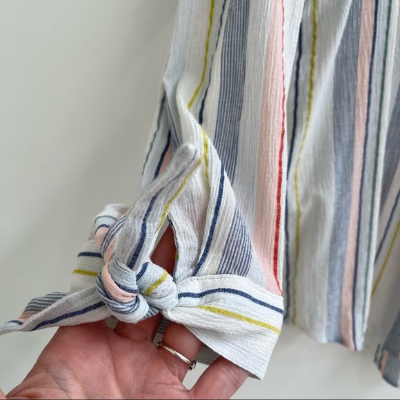 J.Crew Bow Swanzey Fiesta Stripe Button Up Top Brushed Gauzy Cotton L2051 - Picture 4 of 11